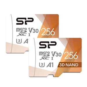 silicon power 2-pack 256gb micro sd card u3 nintendo-switch compatible, sdxc microsdxc high speed microsd memory card with adapter