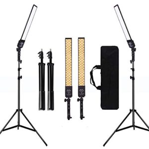 gijuanring 2 packs dimmable bi-color led video light with tripod stand bag photography lighting kit for camera video studio youtube product photography shooting,376 led beads, 3200-5500k,cri 96+