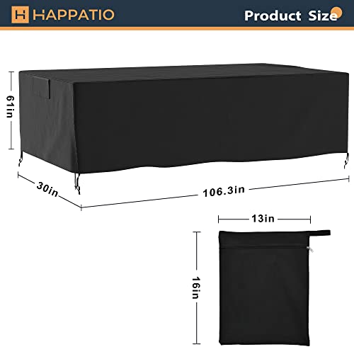 HAPPATIO Patio Furniture Covers, Outdoor Sectional Cover Waterproof Heavy Duty 600D, Outdoor Furniture Cover Rectangular with Storage Bag (106.3" L×61" W×30" H)