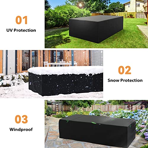 HAPPATIO Patio Furniture Covers, Outdoor Sectional Cover Waterproof Heavy Duty 600D, Outdoor Furniture Cover Rectangular with Storage Bag (106.3" L×61" W×30" H)