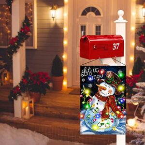 Snowman Merry Christmas Garden Flags with Led String Lights 12x18 Inch Double Sided Small Vertical Yard Flag Christmas Outside Decor for Christmas Winter Holiday Party Garden Patio Lawn Decoration(Snowman)