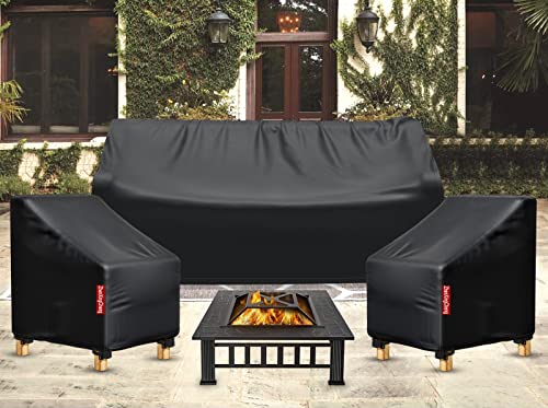 ZhenXingCheng Patio Sofa Cover Waterproof, 3-Seater Outdoor Sofa Cover Loveseat Cover with Air Vent, Patio Furniture Covers Waterproof for Outdoor Sofa / Bench / Loveseat (79" Wx 37" Dx 35" H)