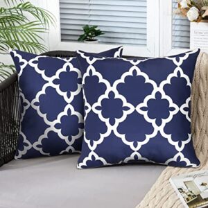 cygnus 20×20 inch navy blue and white throw pillow covers case outdoor waterproof pillowcase for patio furniture sunbrella outside set of 2