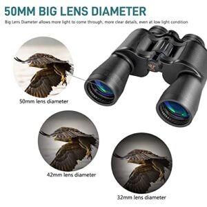 Binoculars 20x50 for Adults,Waterproof/Professional Binoculars Durable & Clear BAK4 Prism FMC Lens,Suitable for Outdoor Sports, Concert and Bird Watching