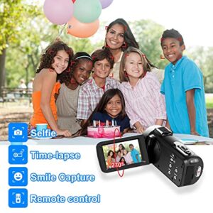 Video Camera,Camcorder Full HD 1080P 30FPS 24.0 MP Vlogging Camera, IR Night Vision Camcorder Recorder, 16X Zoom Camcorders, YouTube Camera with Remote Control