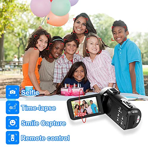 Video Camera,Camcorder Full HD 1080P 30FPS 24.0 MP Vlogging Camera, IR Night Vision Camcorder Recorder, 16X Zoom Camcorders, YouTube Camera with Remote Control