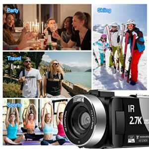 Video Camera,Camcorder Full HD 1080P 30FPS 24.0 MP Vlogging Camera, IR Night Vision Camcorder Recorder, 16X Zoom Camcorders, YouTube Camera with Remote Control