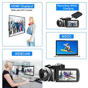 Video Camera,Camcorder Full HD 1080P 30FPS 24.0 MP Vlogging Camera, IR Night Vision Camcorder Recorder, 16X Zoom Camcorders, YouTube Camera with Remote Control