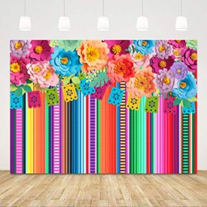 ticuenicoa 7x5ft mexican fiesta backdrop photobooth flowers fiesta background drop cinco de mayo backdrop for pictures floral stripes flags birthday party mexican party decorations photo booth props