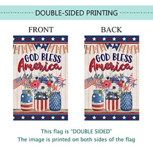 Baccessor Memorial Day Patriotic Garden Flag Double Sided 4th of July God Bless America Flower Vase Independence Day Yard Flag Outdoor Outside Holiday Decoration 12.5x18 Inch