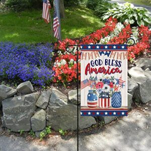 Baccessor Memorial Day Patriotic Garden Flag Double Sided 4th of July God Bless America Flower Vase Independence Day Yard Flag Outdoor Outside Holiday Decoration 12.5x18 Inch