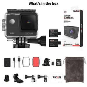 SJCAM SJ4000 Action Camera 4K30fps WiFi Camera, 40MP UHD image, 170°FOV 5X Digital Zoom, Stabilization, Underwater 98ft Waterproof Camera with 2 Batteries,32G SD Card and Helmet Mount Accessories Kits