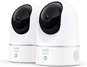 eufy security, 2k indoor cam pan & tilt 2-cam kit, plug-in security indoor camera with wi-fi, ip camera, human & pet ai, voice assistant compatibilityhomebase not required (renewed)