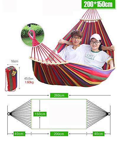 2 Person 661lb Capacity Double Hammock with Two Anti Roll Balance Beam and Sturdy Nylon Tree Straps for Outdoor Indoor Patio Garden Backyard Backpacking Travel Beach Blue & White