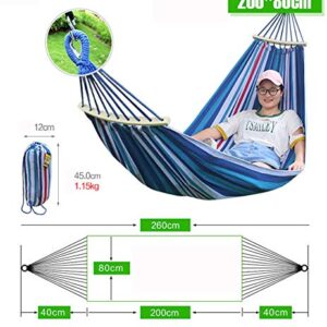 2 Person 661lb Capacity Double Hammock with Two Anti Roll Balance Beam and Sturdy Nylon Tree Straps for Outdoor Indoor Patio Garden Backyard Backpacking Travel Beach Blue & White