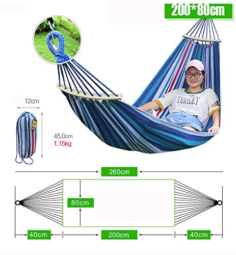 2 Person 661lb Capacity Double Hammock with Two Anti Roll Balance Beam and Sturdy Nylon Tree Straps for Outdoor Indoor Patio Garden Backyard Backpacking Travel Beach Blue & White