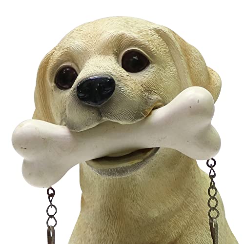 Nature's Mark Labrador Retriever Dog Puppy Statue with Reversible Welcome Sign and Go Away Sign Resin Garden Decor 12" H