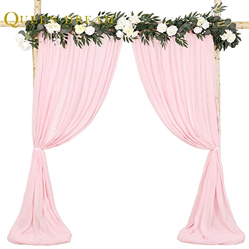 Sheer Curtain Drapes 10ft x 8ft Pink Chiffon Fabric Backdrop Drapes Curtain for Wedding Arch Party Window Decoration