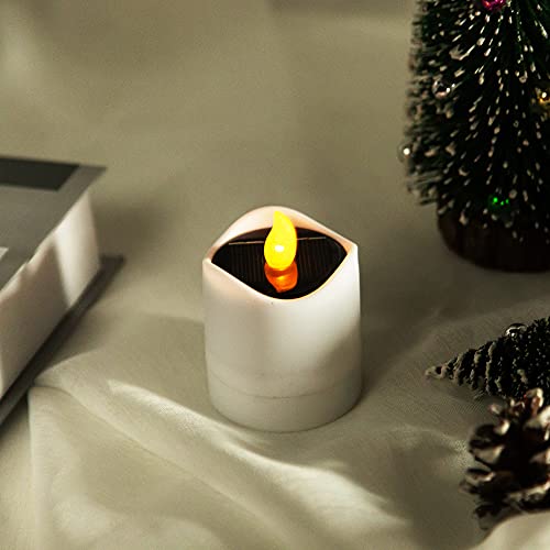 BAWASTOON Solar Candle lamp Solar Rechargeable Tea Wax lamp 6 Solar LED Candle lamp Waterproof Candle Notch Solar Candle lamp Energy Saving Environmental Protection Balcony Table Outdoor Garden