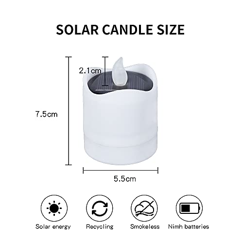 BAWASTOON Solar Candle lamp Solar Rechargeable Tea Wax lamp 6 Solar LED Candle lamp Waterproof Candle Notch Solar Candle lamp Energy Saving Environmental Protection Balcony Table Outdoor Garden