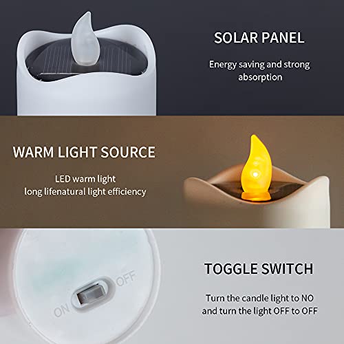 BAWASTOON Solar Candle lamp Solar Rechargeable Tea Wax lamp 6 Solar LED Candle lamp Waterproof Candle Notch Solar Candle lamp Energy Saving Environmental Protection Balcony Table Outdoor Garden