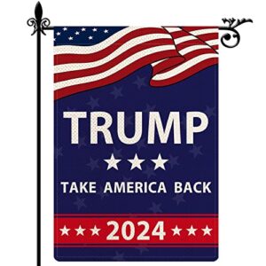 plmmeour trump 2024 take america back garden flag double sided yard flag banner lawn outdoor decoration election day garden flag 12.5×18 in