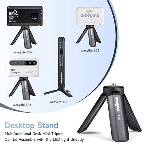 1/4 Mini Tripod, Tabletop Desktop Stand Compact Tripod with 1/4" Screw for weeylite K21 Stick Light, S03/S05 Pocket Photo Light, Camera, Smooth 4, Osmo Mobile, Vimble 2, Gimbal Handle Grip Stabilizer