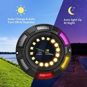 Solar Ground Lights 8 Pack, Solar Garden Lights Outdoor Waterproof, 22 LED Bright Multicolor in-Ground Lights, Solar Disk Landscape Lighting for Pathway Lawn Patio Yard Deck Walkway, Warm Light