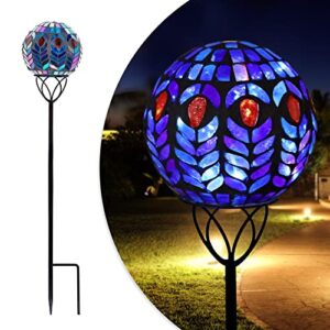 afirst solar outdoor garden lights decorative – mosaic solar stakes gazing ball waterproof outdoor lights stakes for pathway yard lawn decoration(multi)