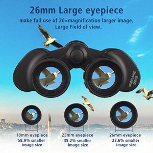 20x50 High Power Binoculars for Adults with Low Light Night Vision, Compact Waterproof Binoculars for Bird Watching Hunting Travel Football Games Stargazing with Carrying Case and Strap