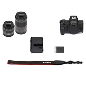 Canon EOS M50 Mark II (Black) + EF-M 15-45mm & EF-M 55-200mm is STM Bundle