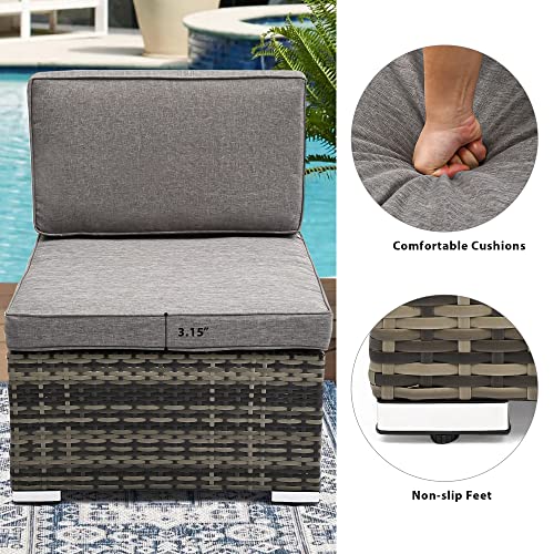 YITAHOME 6 Piece Outdoor Patio Furniture Sets, Garden Conversation Wicker Sofa Set, and Patio Sectional Furniture Sofa Set with Coffee Table and Cushion for Lawn, Backyard, and Poolside, Gray Gradient