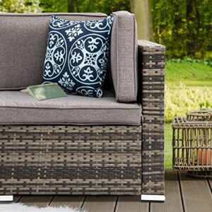 YITAHOME 6 Piece Outdoor Patio Furniture Sets, Garden Conversation Wicker Sofa Set, and Patio Sectional Furniture Sofa Set with Coffee Table and Cushion for Lawn, Backyard, and Poolside, Gray Gradient