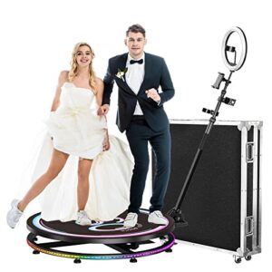 360 photo booth machine for parties – 3 people to stand on (31.5″+flight case) software app control, free customize logo, jiyang automatic slow motion rotating 360 video camera booth selfie platform