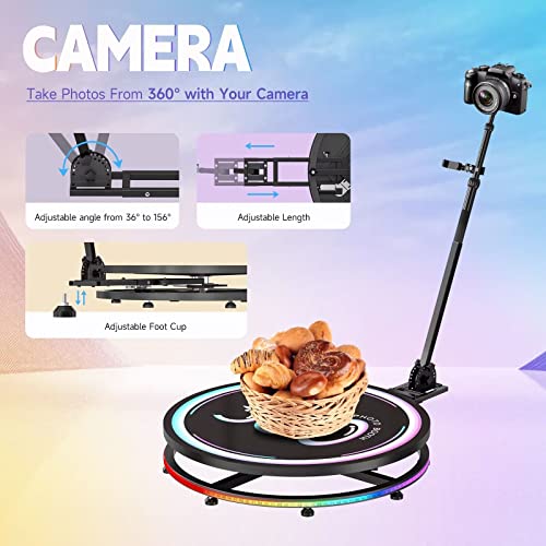 360 Photo Booth Machine for Parties - 3 People to Stand on (31.5"+Flight Case) Software APP Control, Free Customize Logo, JIYANG Automatic Slow Motion Rotating 360 Video Camera Booth Selfie Platform