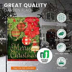 Home4Ever Christmas Garden Flag - Plaid Christmas Flag 12x18 Double Sided - Premium Printed Winter Flags for Outside - Welcome Garden Flag for Front Yard, Porch, Lawn, Door - Suits Standard Flagpoles