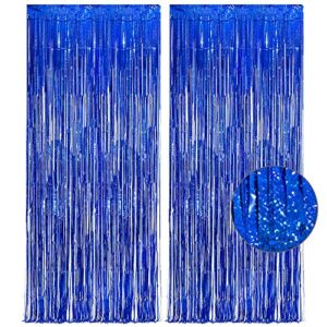 dark blue tinsel backdrop streamers – greatril party streamers backdrop foil fringe curtains for birthday/bachelorette/bridal shower/wedding/engagement decorations – 1m x 2.5m – pack of 2