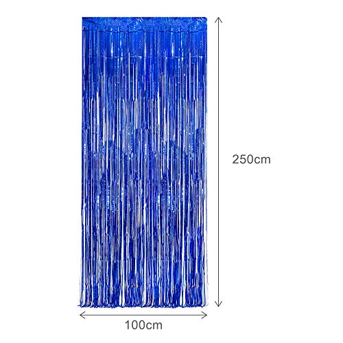 Dark Blue Tinsel Backdrop Streamers - GREATRIL Party Streamers Backdrop Foil Fringe Curtains for Birthday/Bachelorette/Bridal Shower/Wedding/Engagement Decorations - 1m x 2.5m - Pack of 2