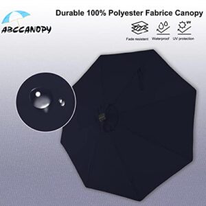 ABCCANOPY 9FT Patio Umbrella Outdoor Solar Umbrella LED Umbrellas with 8LED Bulbs, Tilt and Crank Table Umbrellas for Garden, Deck, Backyard and Pool,12+Colors, (Navy Blue)