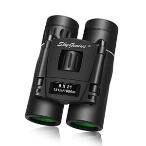 skygenius 8×21 small compact lightweight binoculars for concert theater opera .mini pocket folding binoculars w/fully coated lens for travel hiking bird watching adults kids(0.38lb)