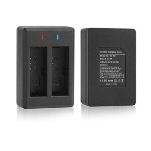 GeeKam 1350mAh Battery (3 Pack) with 2-Channel Charger for AKASO Brave 7 LE, Victure AC940/AC960, XTU S3, WOLFANG ‎GA400/GA420, Campark V40, Rollei 6s Plus/8s Plus/9s Plus