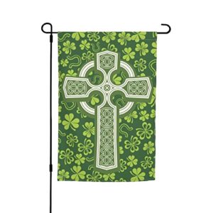 celtic cross happy st. patrick’s day garden flag 12 x 18 inches double sided banner funny yard flags for room rustic farmland lawn house festival birthday anniversary