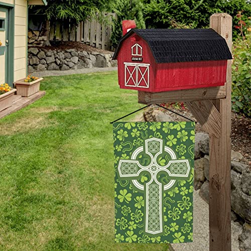Celtic Cross Happy St. Patrick's Day Garden Flag 12 x 18 Inches Double Sided Banner Funny Yard Flags for Room Rustic Farmland Lawn House Festival Birthday Anniversary