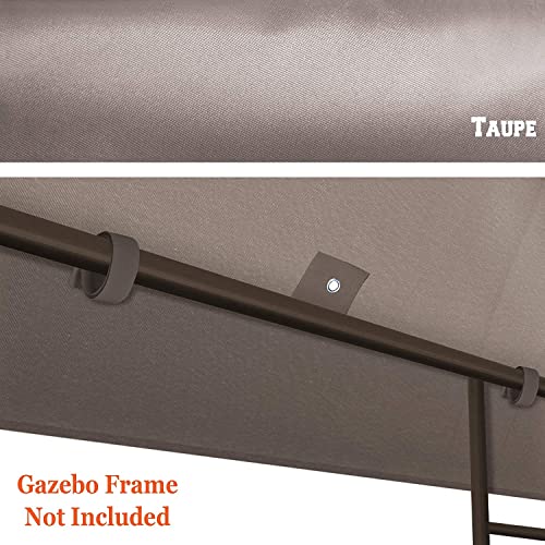 YardGrow 10'x10' Gazebo Canopy Replacement Top, Double Tiered Outdoor Canopy Cover Patio Pavilion Garden (Taupe)