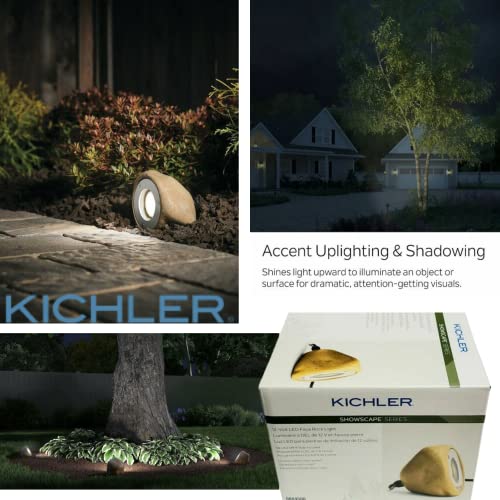 Kichler Showscape Collection #28318; 5-Watt Low Voltage 12Volts, 200-Lumen MR16 Bulb Faux Rock Low Voltage Hardwired LED Spot Light for Walkway, Garden, Patio, Hotel, Residencial, Commercial (4 Pack)