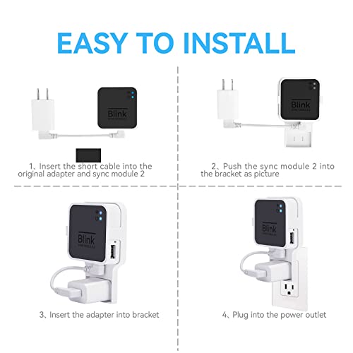 Outlet Wall Mount for Blink Sync Module 2, Mount Bracket Holder for Blink Outdoor Camera Home Security Camera with Easy Mount Short Cable and No Messy Wires or Screws