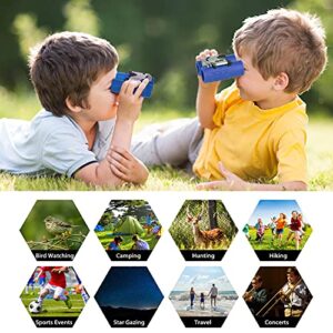 Obuby Real Binoculars for Kids Gifts for 3-12 Years Boys Girls 8x21 High-Resolution Optics Mini Compact Binocular Toys Shockproof Folding Small Telescope for Bird Watching,Travel, Camping, Blue