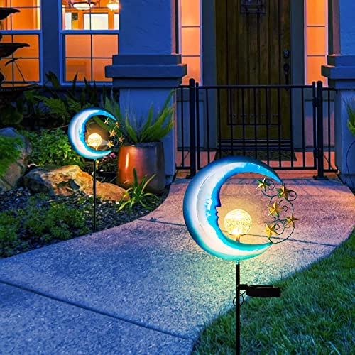 Solar Outdoor Lights Garden Decor - Waterproof Moon Decor Solar Garden Lights - Outdoor Lights Solar Powered Patio Decor Pathway Landscape Lights - Garden Stakes Decorative Solar Lights Outdoor