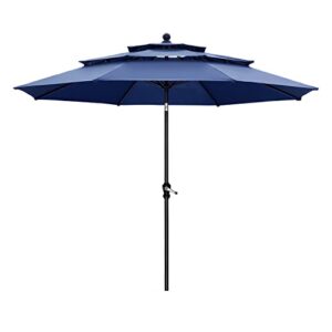 doit 10ft patio umbrella with 8 sturdy ribs,outdoor table market umbrella three tires roof with w/tilt adjustment and crank for garden,deck,backyard,pool (no base)