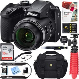 nikon coolpix b500 16mp 40x optical zoom digital camera w/built-in wi-fi nfc & bluetooth (black) + 16gb sdhc accessory bundle
